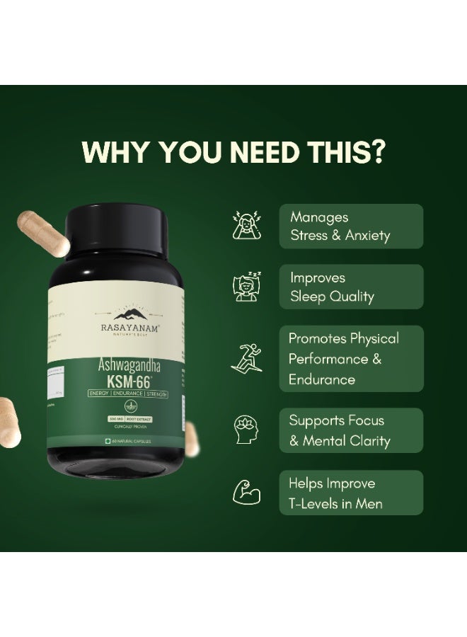 راسايانام اشواغاندا ksm66 500 ملغ - 60 كبسولة - Image 5